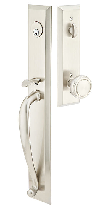 Emtek Door Hardware Brass Tubular Entry Handleset Jefferson Single Cylinder - cabinetknobsonline