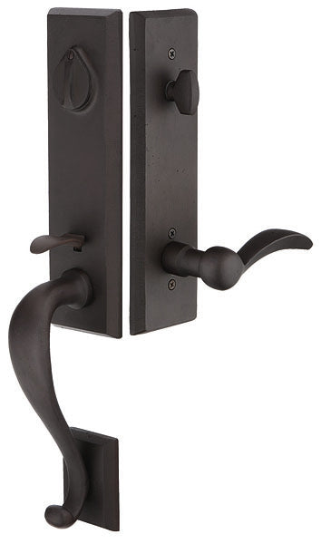 Emtek Door Hardware Sandcast Bronze Tubular Entry Handleset Rectangular Monolithic Single Cylinder - cabinetknobsonline