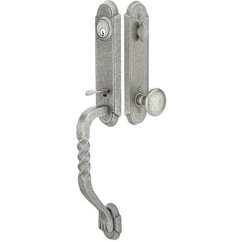 Emtek Door Hardware Wrought Steel Tubular Entry Handleset Monolithic with San carlos Grip  Double cylinder - cabinetknobsonline