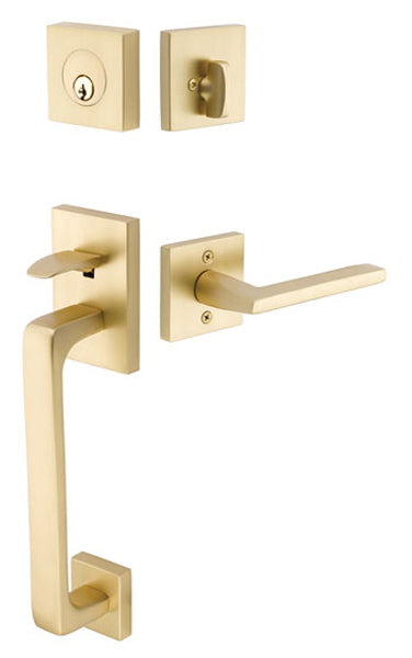 Emtek Door Hardware Brass  Tubular Entry Handleset  Baden Double Cylinder - cabinetknobsonline