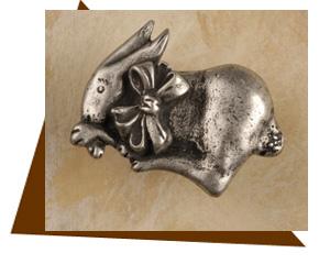 Anne At Home Bunny W-Bow Cabinet Knob - Left - cabinetknobsonline