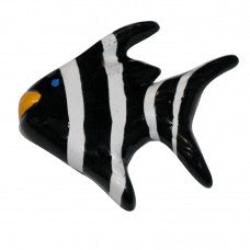 Nifty Nob Striped Angel Fish Knob-Black & White Facing Left - cabinetknobsonline