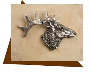 Anne At Home Elk Head Cabinet Knob-Medium-Right - cabinetknobsonline