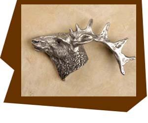 Anne At Home Elk Head Cabinet Knob-Medium-Left - cabinetknobsonline