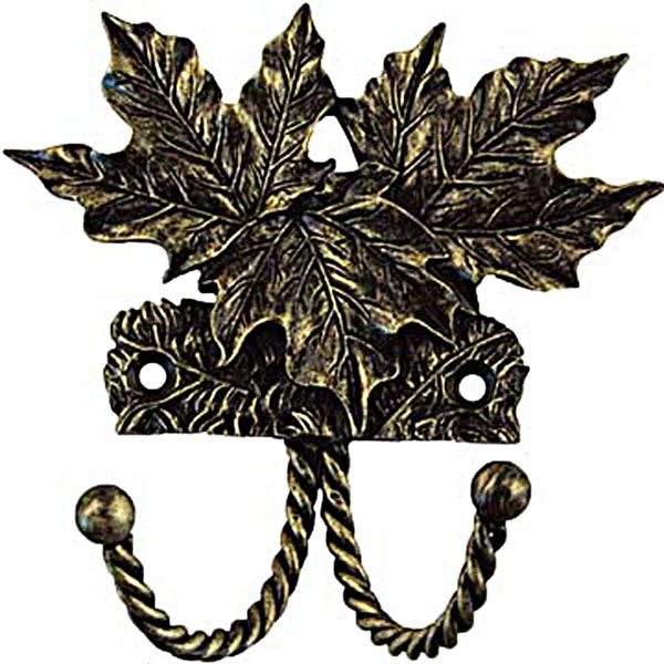 Sierra Lifestyles - Big Sky Cabinet Hardware Decorative Hook- Maple Leaf - Bronzed Black - cabinetknobsonline