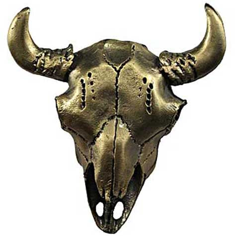 Sierra Lifestyles - Big Sky Cabinet Hardware Buffalo Skull - Antique Brass - cabinetknobsonline