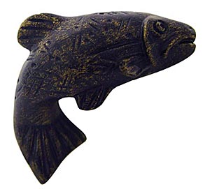Sierra Lifestyles - Big Sky Cabinet Hardware Fish Knob - Right Facing - Bronzed Black - cabinetknobsonline