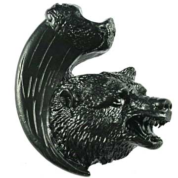 Sierra Lifestyles - Big Sky Cabinet Hardware Bear with Claw Knob - Right Facing - Black - cabinetknobsonline