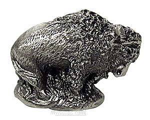 Sierra Lifestyles - Big Sky Cabinet Hardware Buffalo Knob - Left - Pewter - cabinetknobsonline