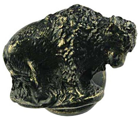 Sierra Lifestyles - Big Sky Cabinet Hardware Buffalo Knob - Left - Bronzed Black - cabinetknobsonline