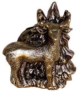 Sierra Lifestyles - Big Sky Cabinet Hardware Standing Deer Knob - Antique Brass - cabinetknobsonline