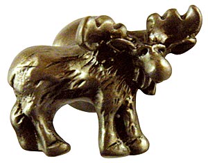 Sierra Lifestyles - Big Sky Cabinet Hardware Moose Humor Knob - Antique Brass - cabinetknobsonline