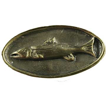 Sierra Lifestyles - Big Sky Cabinet Hardware Fish Mount Knob - Antique Brass - cabinetknobsonline