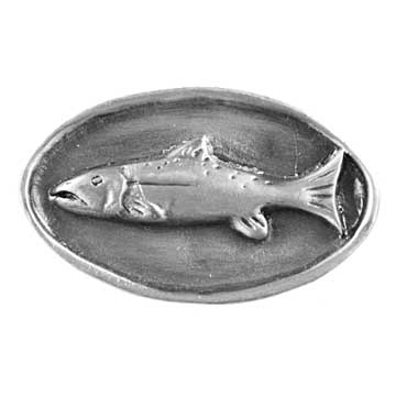 Sierra Lifestyles - Big Sky Cabinet Hardware Fish Mount Knob - Pewter - cabinetknobsonline