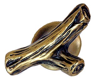 Sierra Lifestyles - Big Sky Cabinet Hardware Branch Knob - Antique Brass - cabinetknobsonline