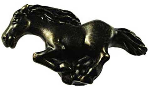 Sierra Lifestyles - Big Sky Cabinet Hardware Stallion Knob - Left Facing - Bronzed Black - cabinetknobsonline