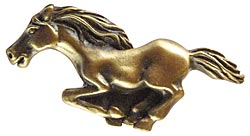 Sierra Lifestyles - Big Sky Cabinet Hardware Stallion Knob - Left Facing - Antique Brass - cabinetknobsonline