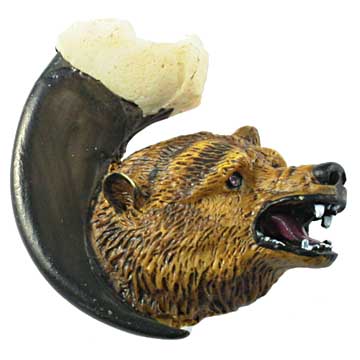 Sierra Lifestyles - Big Sky Cabinet Hardware Grizzly Bear on Claw Knob - Resin - cabinetknobsonline