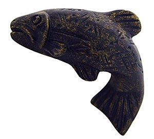 Sierra Lifestyles - Big Sky Cabinet Hardware Fish Knob - Left Facing - Bronzed Black - cabinetknobsonline