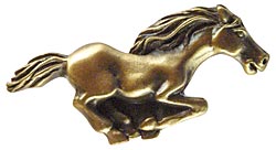 Sierra Lifestyles - Big Sky Cabinet Hardware Stallion Knob - Right Facing - Antique Brass - cabinetknobsonline