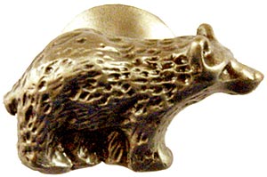 Sierra Lifestyles - Big Sky Cabinet Hardware Bear Knob - Right Facing - Antique Brass - cabinetknobsonline