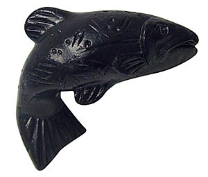 Sierra Lifestyles - Big Sky Cabinet Hardware Fish Knob - Right Facing- Black - cabinetknobsonline