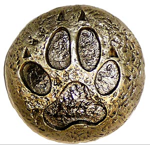 Sierra Lifestyles - Big Sky Cabinet Hardware Wolf Track Knob - Antique Brass - cabinetknobsonline