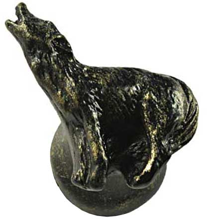 Sierra Lifestyles - Big Sky Cabinet Hardware Howling Wolf Knob - Bronzed Black - cabinetknobsonline