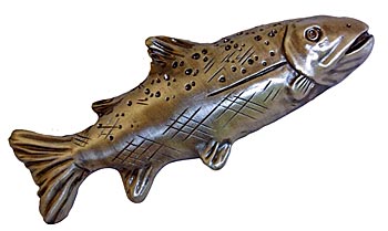 Sierra Lifestyles - Big Sky Cabinet Hardware Trout Pull - Antique Brass - cabinetknobsonline