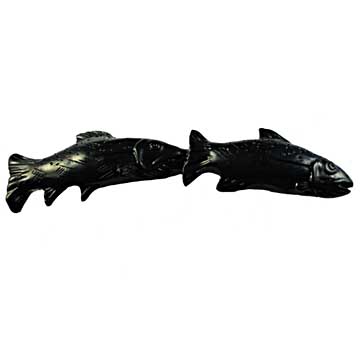 Sierra Lifestyles - Big Sky Cabinet Hardware Fish Pair Pull - Black - cabinetknobsonline