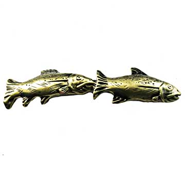 Sierra Lifestyles - Big Sky Cabinet Hardware Fish Pair Pull - Antique Brass - cabinetknobsonline