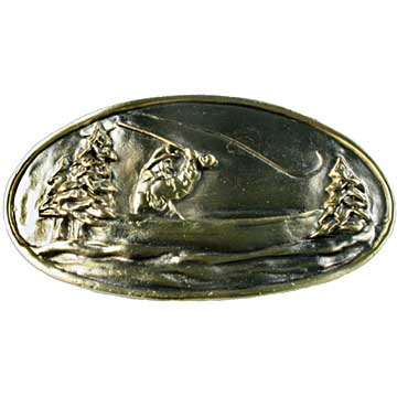 Sierra Lifestyles - Big Sky Cabinet Hardware Fly Fishing Pull - Antique Brass - cabinetknobsonline