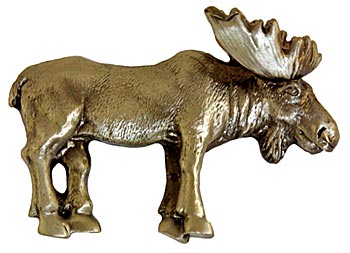 Sierra Lifestyles - Big Sky Cabinet Hardware Realistic Moose Pull - Antique Brass - cabinetknobsonline