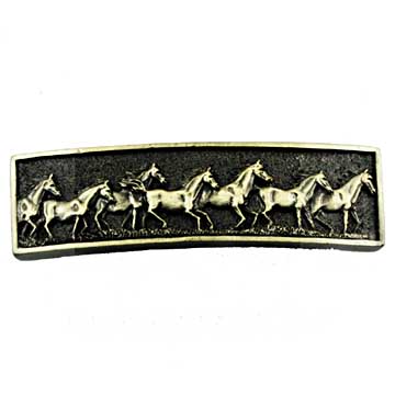 Sierra Lifestyles - Big Sky Cabinet Hardware Running Horse Pull - Antique Brass - cabinetknobsonline