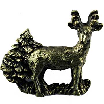 Sierra Lifestyles - Big Sky Cabinet Hardware Standing Deer Pull - Antique Brass - cabinetknobsonline