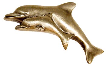 Sierra Lifestyles - Big Sky Cabinet Hardware Dolphin Pull - Antique Brass - cabinetknobsonline
