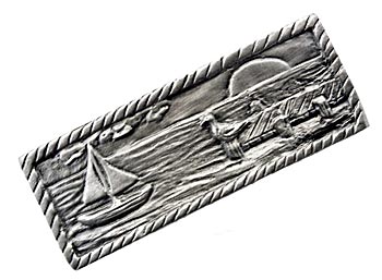 Sierra Lifestyles - Big Sky Cabinet Hardware Sail Boat Scene - Pewter - cabinetknobsonline