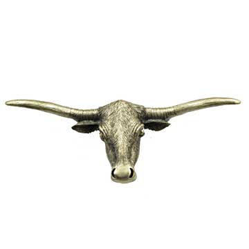 Sierra Lifestyles - Big Sky Cabinet Hardware Longhorn Pull - Antique Brass - cabinetknobsonline