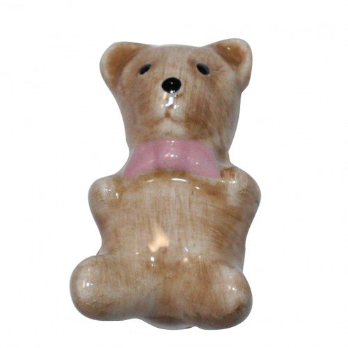 Nifty Nob Teddy Bear Cabinet Knob-Baby Pink Bowtie - cabinetknobsonline