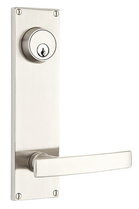 Emtek Door Hardware SidePlate Locksets Brass Tubular Modern 9" Single Keyed Passge 5-1-2"CC - cabinetknobsonline