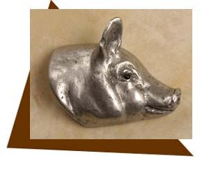 Anne At Home Pig Head Cabinet Knob-Right - cabinetknobsonline