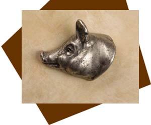 Anne At Home Pig Head Cabinet Knob-Left - cabinetknobsonline