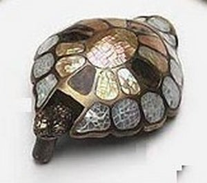 Symphony Designs Decorative Hardware Turtle White Mother of Pearl, Tiger Penshell and Brown Lip Inla - cabinetknobsonline