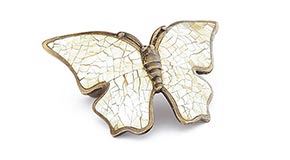 Solid Brass, Symphony, Pull, Nature, Butterfly, Mother of Pearl Inlay, Paris Brass,1-1-2" cc - cabinetknobsonline