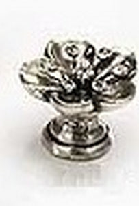 Symphony Designs Decorative Hardware Floral Cabinet Knob in Antique Silver with Black Pearl and Smok - cabinetknobsonline