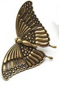 Symphony Designs Decorative Hardware Solid Brass Butterfly in Estate Dover Finish - cabinetknobsonline