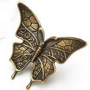 Symphony Designs  Decorative Hardware Solid Brass Butterfly in Estate Dover Finish - cabinetknobsonline