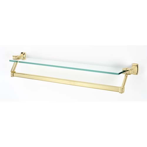 Alno Decorative Hardware 'Creations' 25" Glass Shelf with Towel Bar - cabinetknobsonline