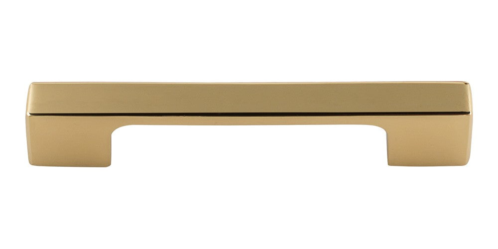 ATLAS HOMEWARES CABINET HARDWARE THIN SQUARE PULL 96 MM CC FRENCH GOLD - cabinetknobsonline