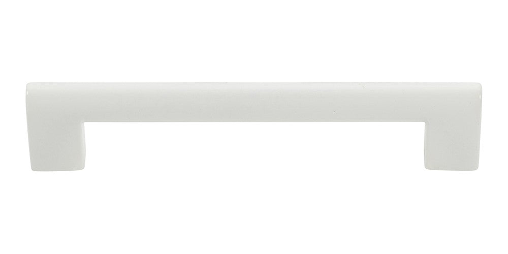 ATLAS HOMEWARES CABINET HARDWARE ROUND RAIL PULL 128 MM CC HIGH GLOSS WHITE - cabinetknobsonline